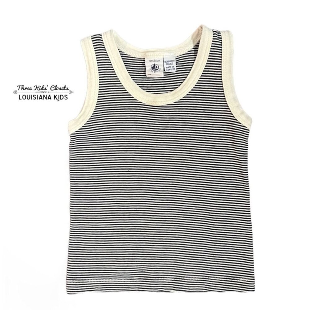 Petit Bateau 2Y Navy Striped Tank Top